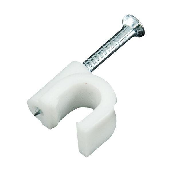 Plastic 6 mm Round Nail Cable Clip (100 Pieces Pack) for Cable Management and Wire Fixing