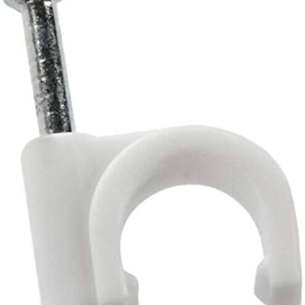 Plastic 8 mm Round Nail Cable Clip (100 Pieces Pack) for Cable Management and Wire Fixing
